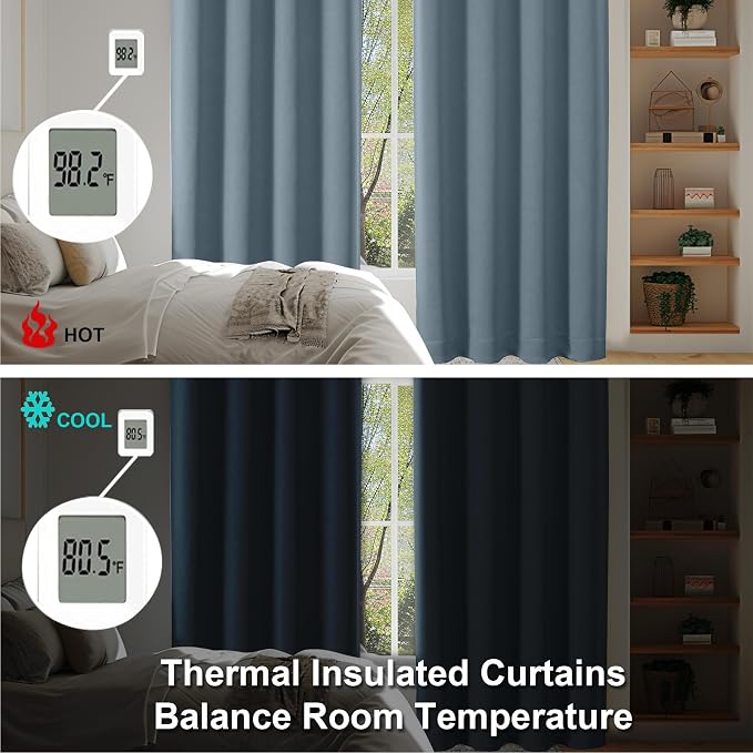Simplebrand Stone Blue Blackout Curtains - Image 6