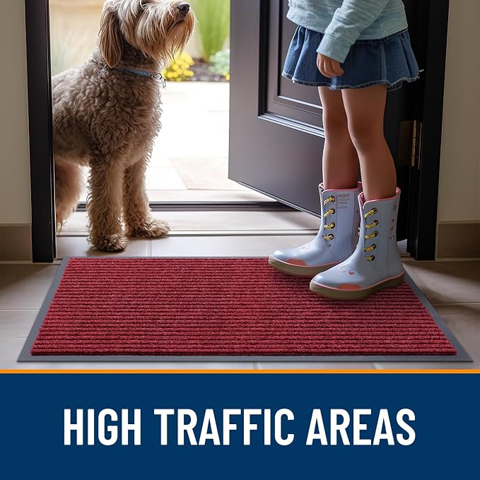 OLANLY 2-Pack Front Door Mats 29.5x17, Waterproof Heavy-Duty Doormats | Wine Red - Image 7