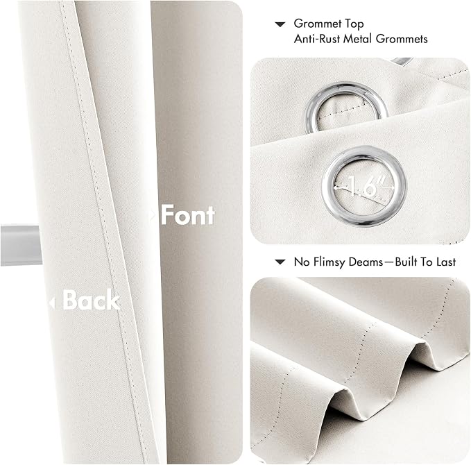 MIULEE Blackout Curtains for Bedroom 2 Panels 29 x 40 Inch Long Ivory | Thermal - Image 4