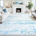 10x14 Washable Area Rug for Living Room Bedroom: Non-Slip Modern Light Blue | by Oriannal