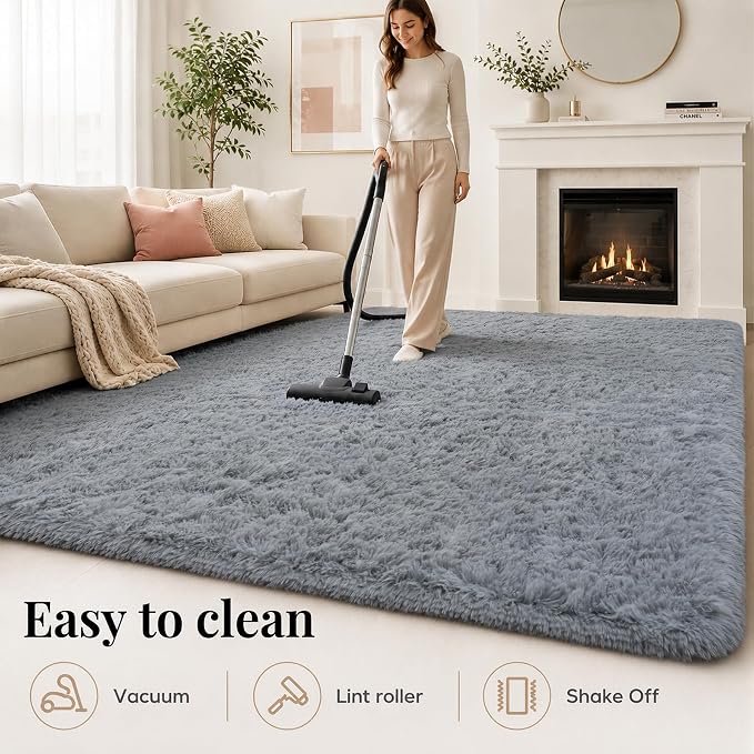 PLHXFR 6x9 Area Rugs Living Room: Fluffy Bedroom Rug Shag Carpet Grey | Upgrade - Image 8