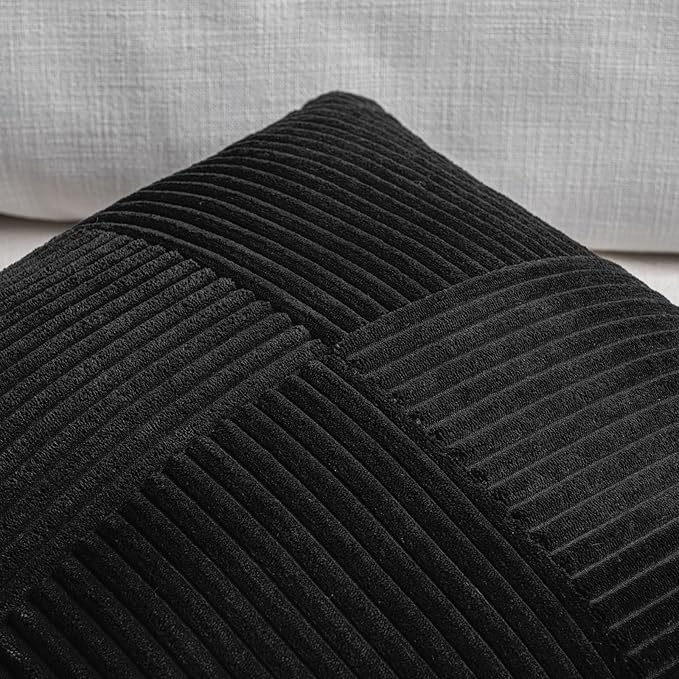Fancy Homi 2 Packs Black Euro Decorative Throw Pillow Covers 28x28 Inch - Image 3