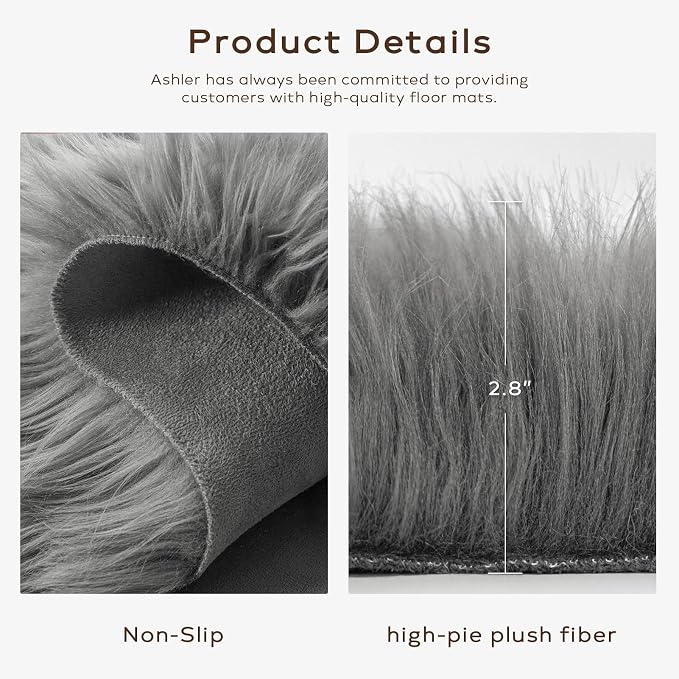 Ashler Faux Fur Rug, Fluffy Shaggy Area Rug Ultra Soft 2.3 x 3.3 Feet Sheepskin - Image 6