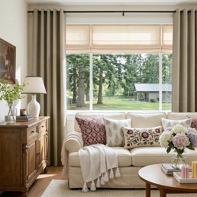 100% Blackout Linen Textured Curtains 90 Inch Long, Plaza Taupe | 100% Blackout - Image 5