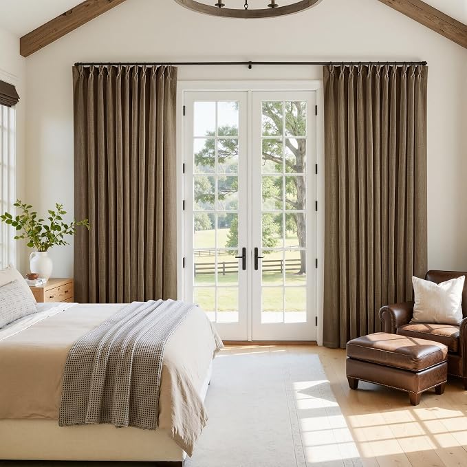 Extra Wide 120 Inch Long Pleat Curtains 70 Inch Wide Dutch Cocoa | Pinch Pleat - Image 6