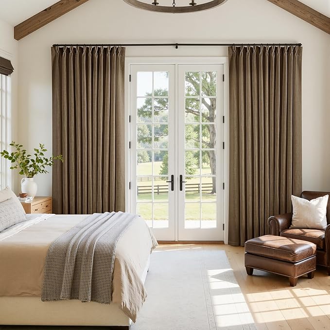 Extra Wide 84 Inch Long Pleated Curtains 70 Inch Wide Dutch Cocoa | Pinch Pleat - Image 7