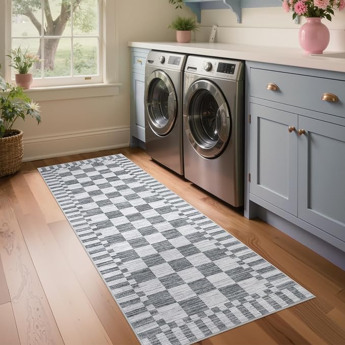 GarveeHome 2x8 Checkered Kitchen Runner Rug - Image 3