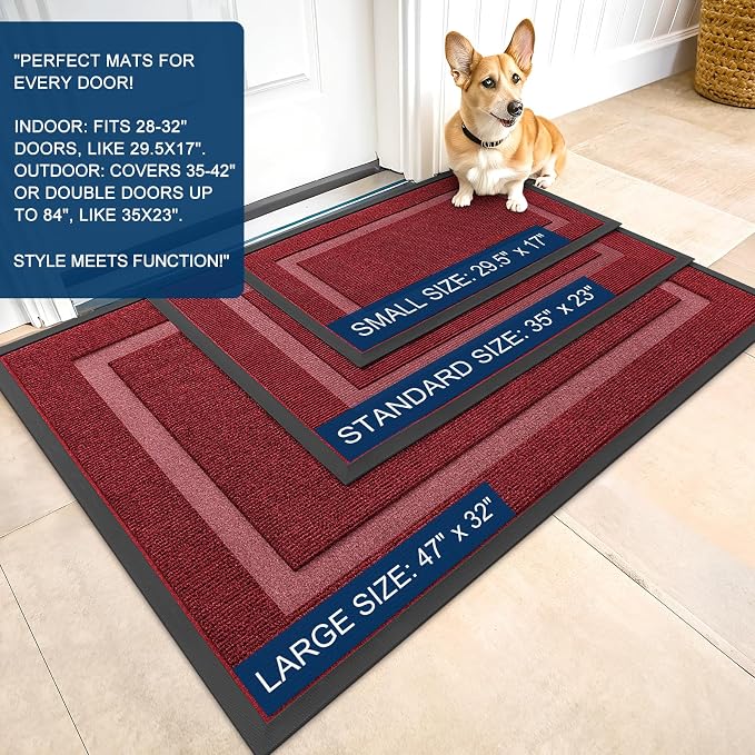 OLANLY Front Door Mat Outside 59x23, All-Season Heavy-Duty Rubber Doormat | - Image 2