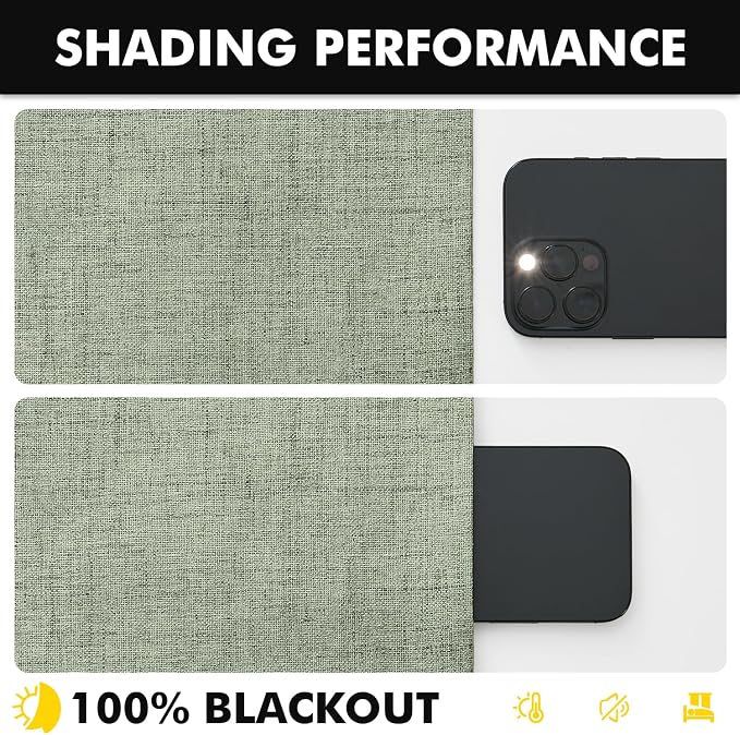 MIULEE 100% Blackout Linen Curtains 42 x 96 Inch Sage Green 2 Panels | Thermal - Image 7