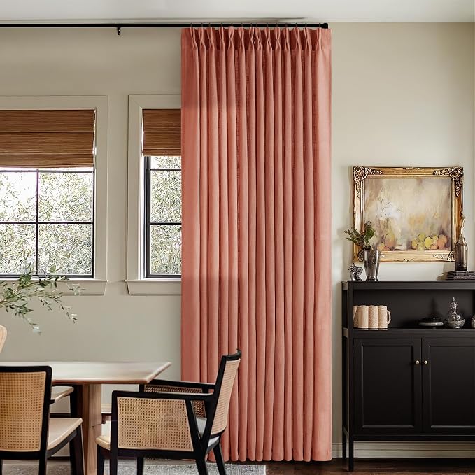Pinch Pleated Terracotta Linen Curtains 84 Inches Long 2 Panels Firebrick | - Image 8