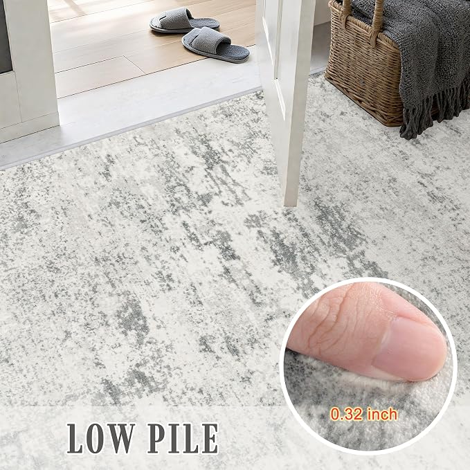 9x12 Area Rug Living Room: Modern Washable Indoor Soft Carpet Gray | - Image 7