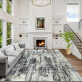 4x6 Area Rugs for Living Room: Washable Abstract Black Grey Gold Carpet | by GENTDRIZZ
