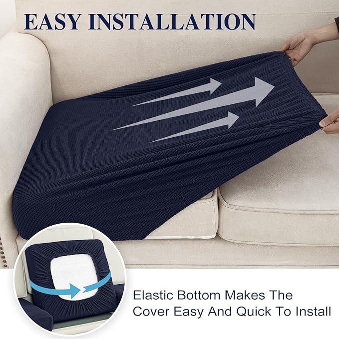 LA MEACK Couch Cushion Covers Seat Cushion Cover Stretch Couch Cover Separate - Image 5