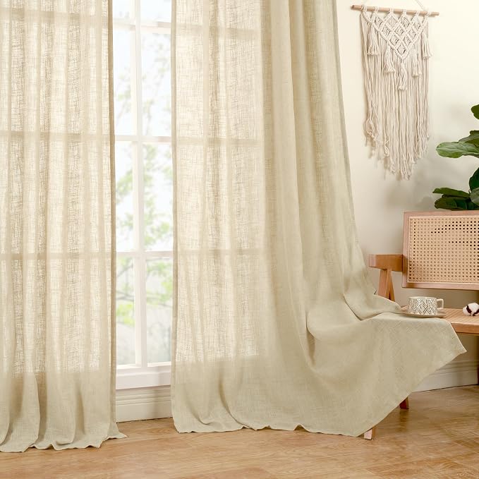 Natural Linen Blended Curtains 63 Inch - Image 9