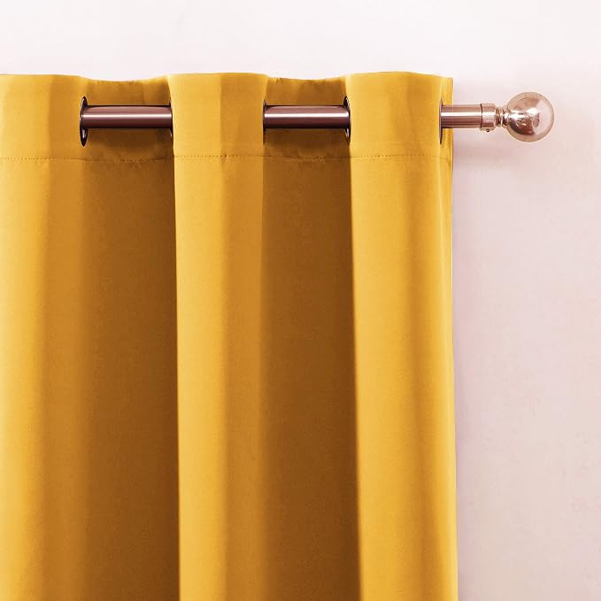 Yellow Blackout Curtains 66 x 63 Inch Length/Set of 2 Curtain Panels/Thermal - Image 7