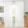 BGment White Linen Curtains 102 Inches Long by BGment