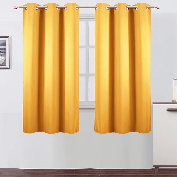Yellow Thermal Blackout Curtains/42 x 63 Inch/Set of 2 Panels Room Darkening by Lemomo