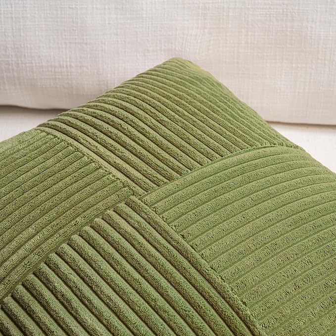 Fancy Homi 2 Packs Moss Green Lumbar Decorative Throw Pillow Covers 14x24 Inch - Image 4