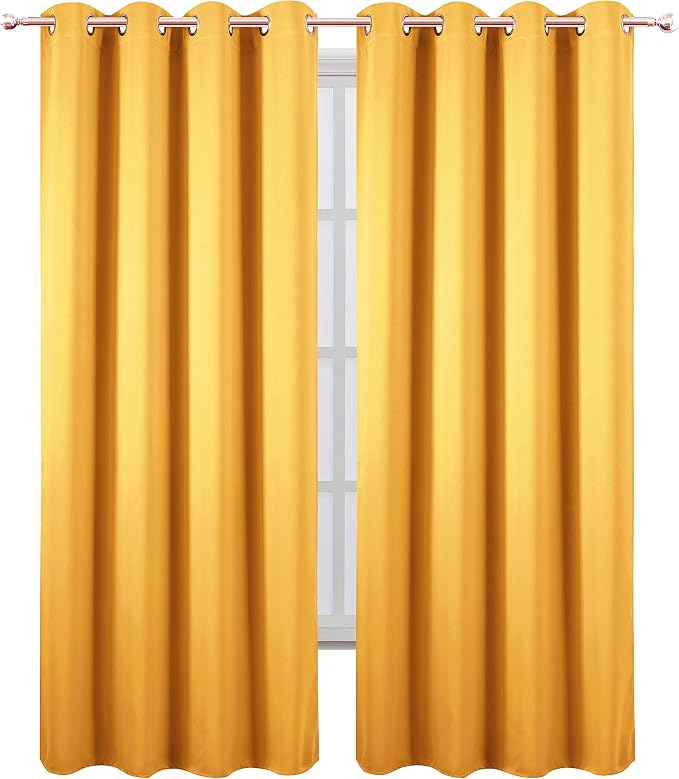 Blackout Curtains 66 x 95 inch/Yellow Curtains Set of 2 Panels/Thermal - Image 2