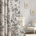 Black Boho Floral 100% Blackout Curtains 84 Inch 2 Panels | Farmhouse Vintage by Unknown
