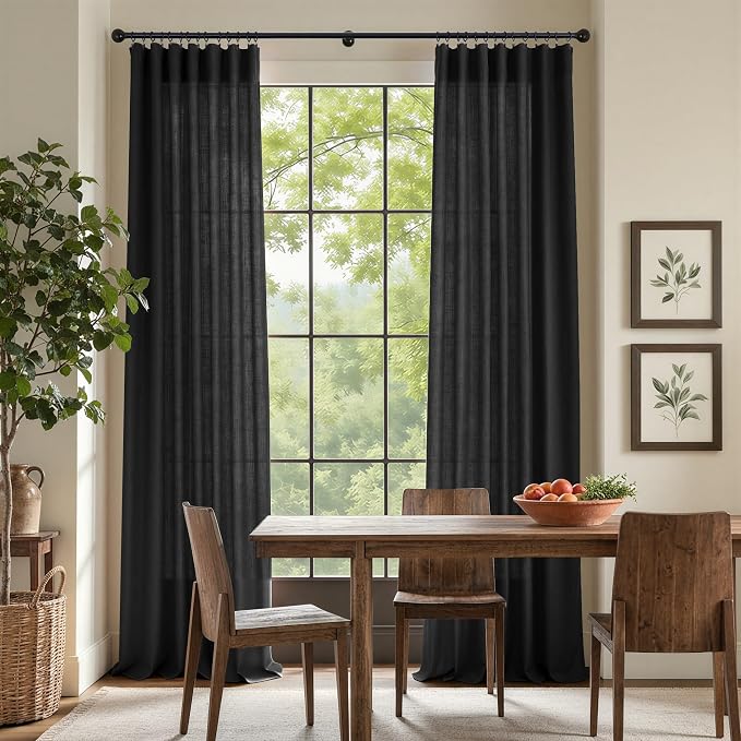 Black Long Drapes 108 Inch Length - Image 2