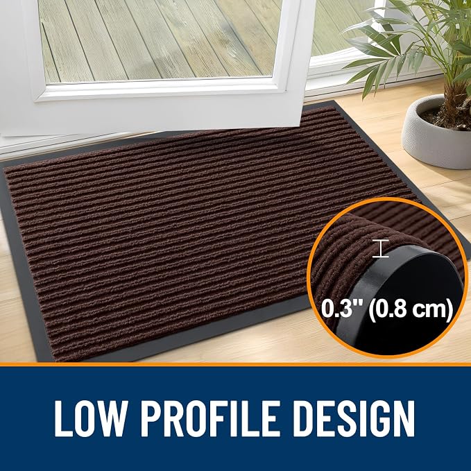 OLANLY 2-Pack Front Door Mats 29.5x17, Waterproof Heavy-Duty Doormats | Brown - Image 4