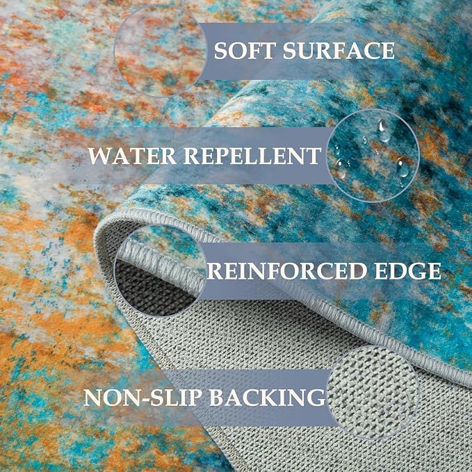 RELEANY Washable 2'x3' Abstract Area Rug - Image 4