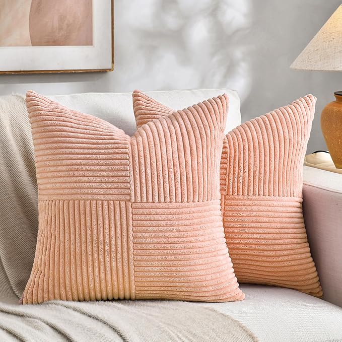 Fancy Homi 2 Packs Peach Big Decorative Throw Pillow Covers 24x24 Inch by Fancy+Homi
