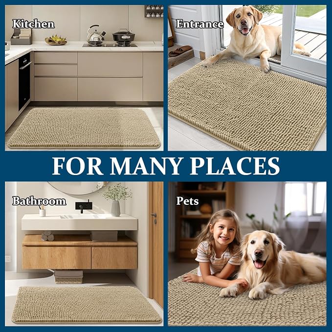 OLANLY Dog Door Mat for Muddy Paws 70x46, Super Absorbent Chenille Mud Mat | - Image 8