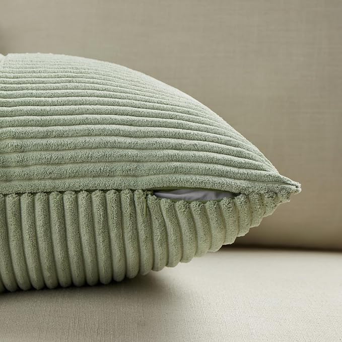 Fancy Homi 2 Packs Sage Green Samll Decorative Throw Pillow Covers 12x12 Inch - Image 4