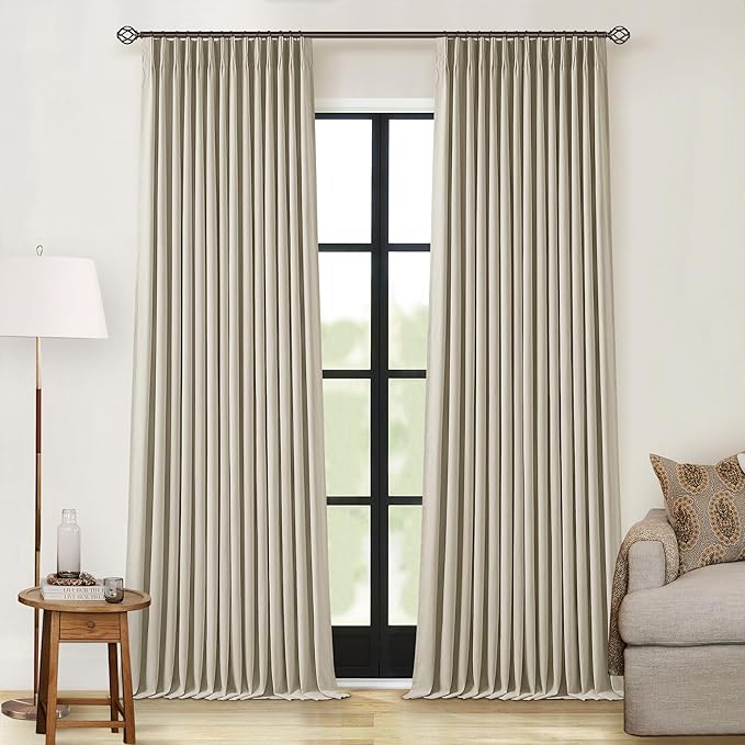 Burlywood Birch 100% Blackout Pinch Pleated Linen Curtains 90 Inches Long | by Twodrapes