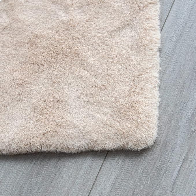 ORINOVA Beige Faux Sheepskin Rabbit Fur Shaggy Rugs - Image 8