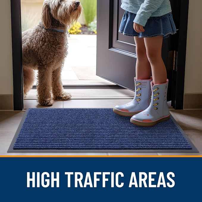 OLANLY Front Door Mat 47x32, Waterproof Heavy-Duty Indoor Outdoor Doormat | Blue - Image 7