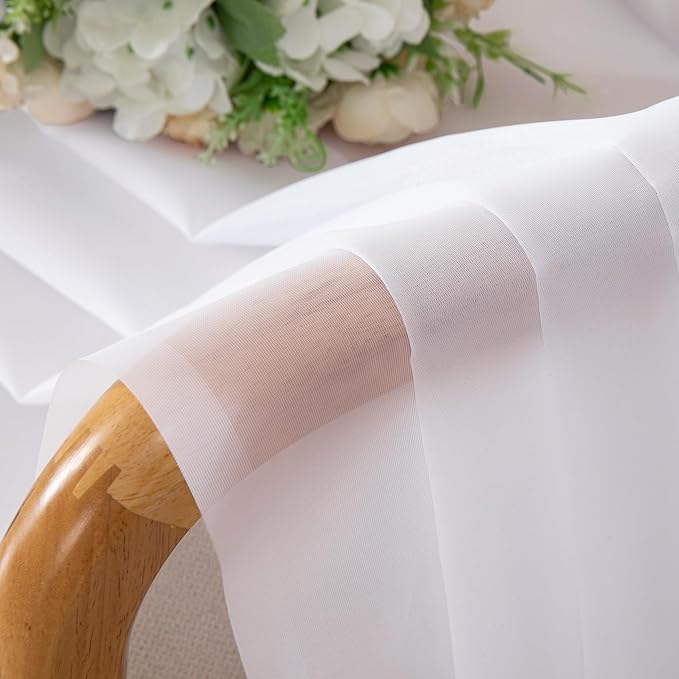 2 Panels Sheer White Curtains 72 Inches Length Window Treatment - Image 4