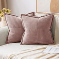 MIULEE Blush Pink Corduroy Decorative Euro Sham Pillow Covers 24x24 Inch by MIULEE