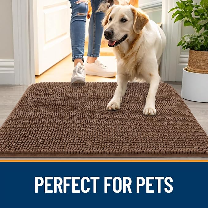 OLANLY Dog Door Mat for Muddy Paws 36x24, Super Absorbent Chenille Mud Mat | - Image 6