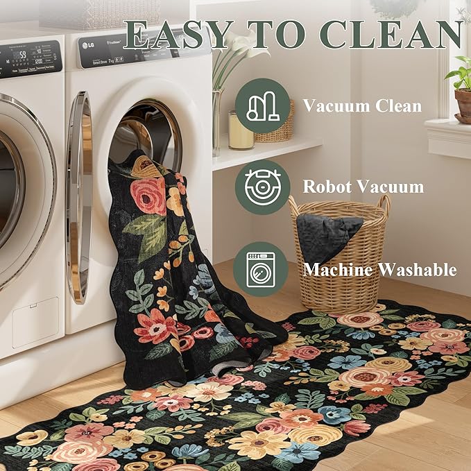 DUKINO 6x9 Area Rugs, Floral Washable Rug - Image 5