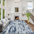 5x7 Area Rugs for Living Room: Washable Abstract Blue Grey Badroom Carpet | by GENTDRIZZ