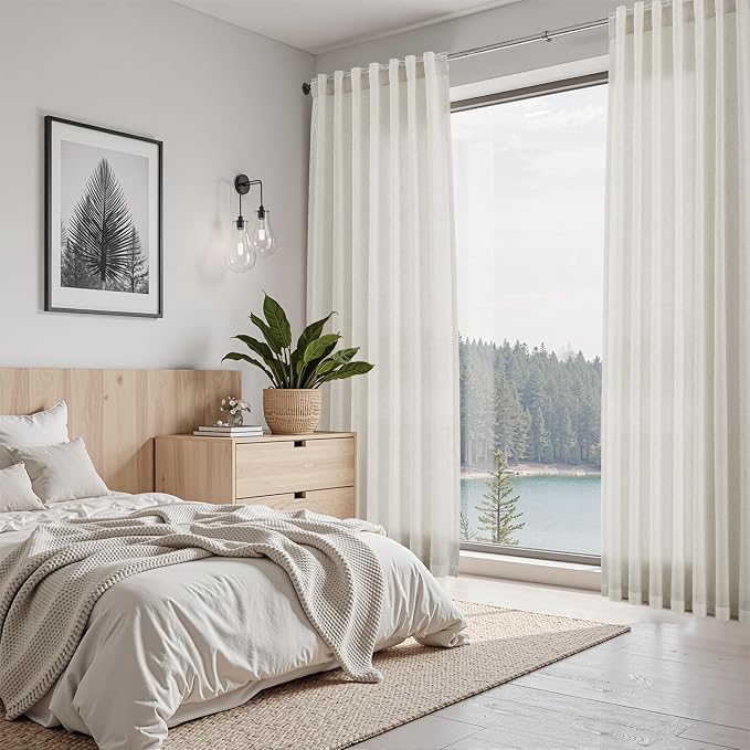 Mousse White Linen Curtains for Living Room 108 Inches Long Simple Modern Light - Image 7