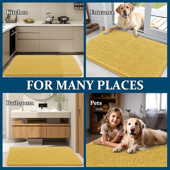 OLANLY Dog Door Mat for Muddy Paws 59x32, Super Absorbent Chenille Mud Mat | - Image 8