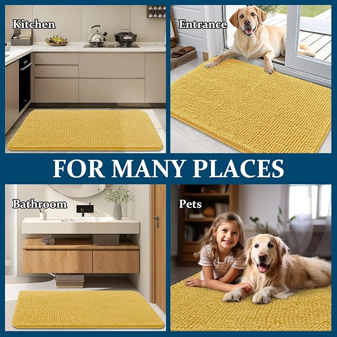OLANLY Dog Door Mat for Muddy Paws 48x30, Super Absorbent Chenille Mud Mat | - Image 8