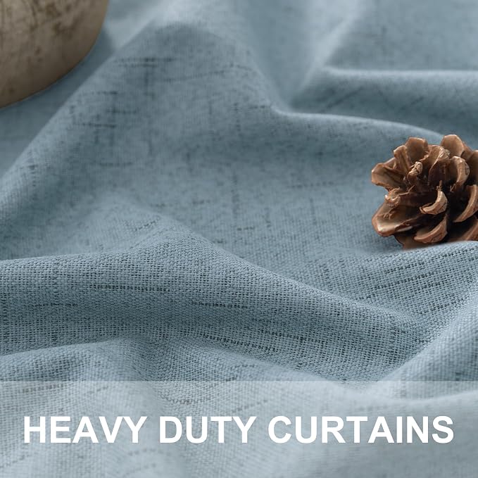 Dusty Blue Blackout Curtains for Living Room 84 Inch Length 2 Panel Farmhouse - Image 3