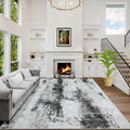 4x6 Area Rugs for Living Room: Washable Abstract Black White Grey Carpet | by GENTDRIZZ