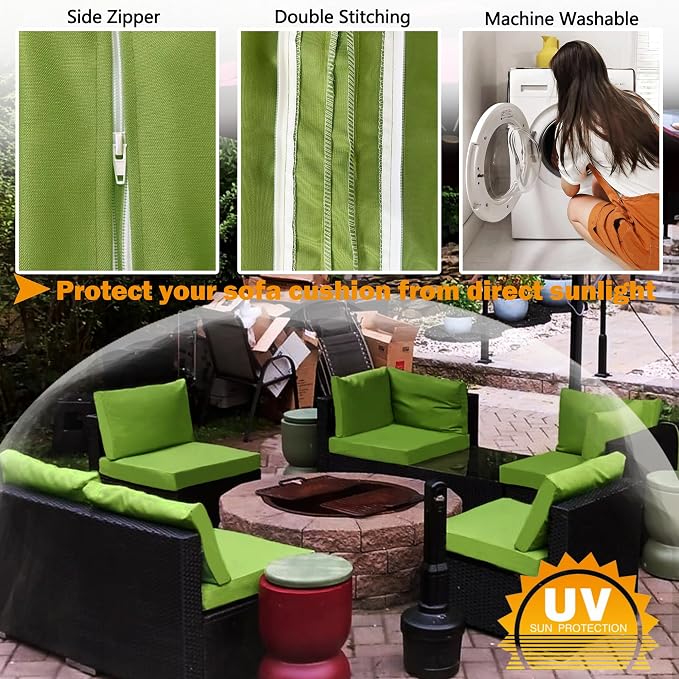 Sqodok Patio Cushion Cover 24x24 inch, Outdoor Seat Cushion Slip Cover - Image 5