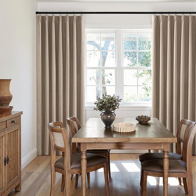 MIULEE Copper Brown Pinch Pleated 100% Blackout Linen Curtains 40x96 Inches | - Image 7