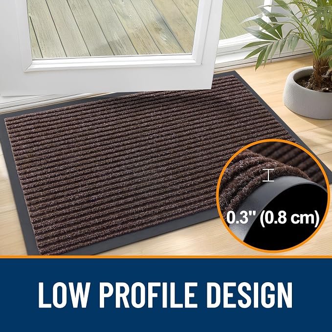 OLANLY Front Door Mat 59x23, Waterproof Heavy-Duty Indoor Outdoor Doormat | Tan - Image 4