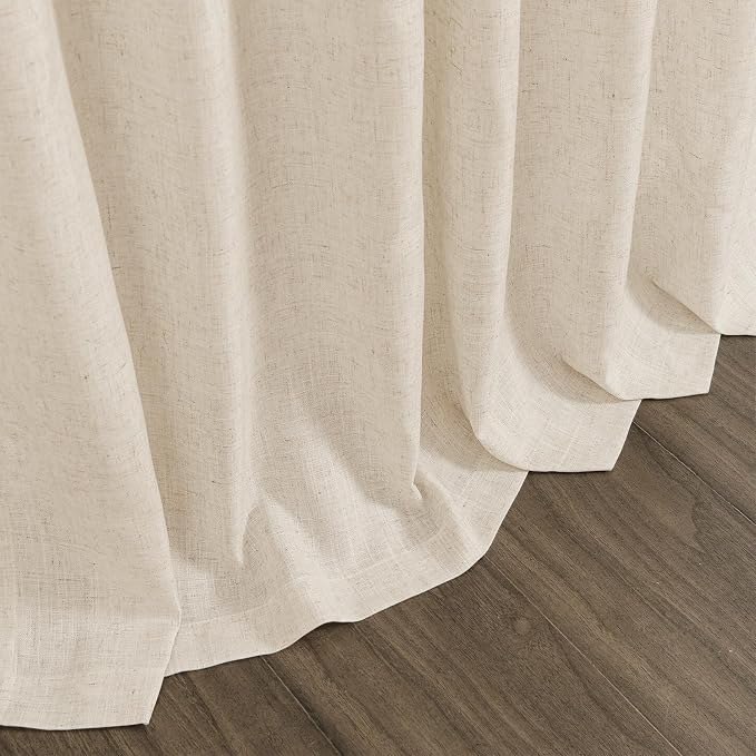 Living Room Curtains 63 Inch Length Linen Cream Beige Luxury Light Filtering - Image 9