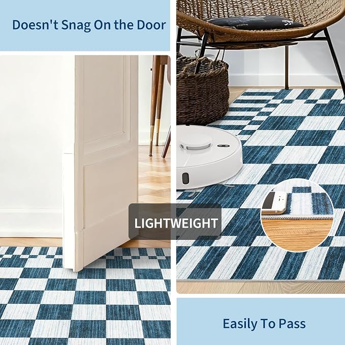 GarveeHome 9x12 Area Rugs for Living Room Washable Checkered Rug Bedroom | - Image 7