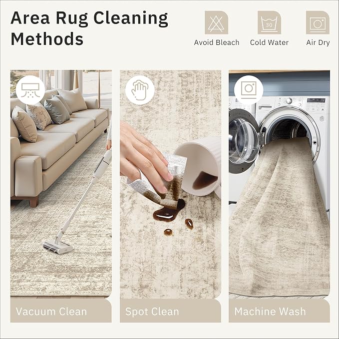 Soalmost Washable 3x18 Hallway Runner Rug Non-Slip Kitchen Entry Rugs Beige | - Image 9