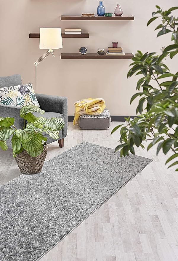 Custom Length Hallway Runner Rug, Slip Resistant, Floral Grey, 26 Inch X 27 feet - Image 4